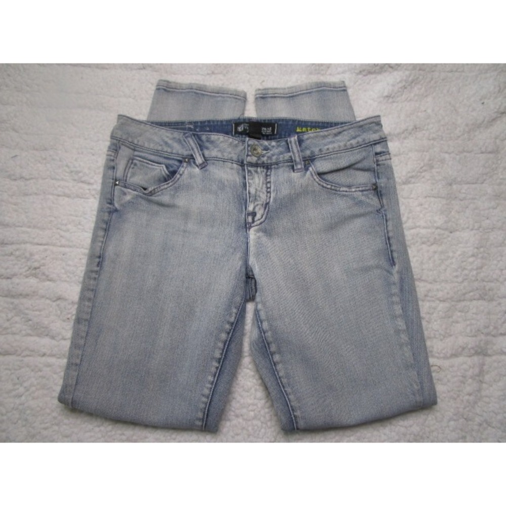Volcom Brand Matchstick Size 7 Womens Skinny Jeans Acid Wash Low Rise